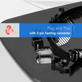 SNEMEEY Passenger Side Mirror Replacement for 2014-2015 Volvo S60 S80, 2015-2018 V60, for 2013-2018 Jaguar XJ XF Right Side Mirror Glass, Power Heated Chrome with Backing Plate