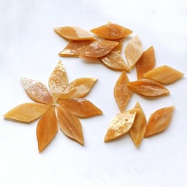 14 Pcs Petal Leaf Shape Mosaic Tiles Mixed Color Colored Mica Glass Mosaic for DIY Crafts Picture Frames Plates Flowerpots Vases Cups Mosaic Decoration Making (Light Brown)