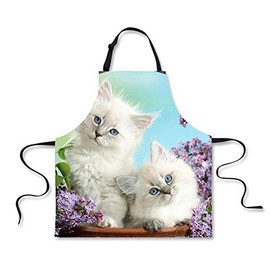 Boyouth Cat Apron Cute Cat Pattern Digital Print Waterproof Apron with Adjustable Neck Strap for Adults and Women Modern One Size Cat04