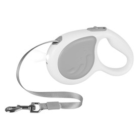 Retractable Dog Lead, 4.8 m, Robust Dog Lead with 360° Swivel Hook and LED Light, Pet Lead for Small and Medium Dogs and Cats up to 30 kg