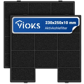 VIOKS Set of 2 Activated Carbon Filters 220 x 240 mm Replacement for Amica PKM KF 17142 KCC705 Filter Fleece Activated Carbon Haze Filter, Filter Mat for Cooker Hood