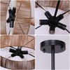 Cunfash 6-Light Black Boho Rattan Semi-Flush Mount Ceiling Light, Farmhouse