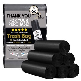 Car Trash Can Trash Bags – Multipurpose Heavy-Duty Waste Bags, Leakproof & Durable for Auto, Home, Office & Travel for Haussimple Small Medium Large Car Garbage Bins (6-Pack Roll, Large)