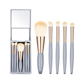 All in One Makeup Brush Set Mini Facial Cosmetic Brush Multi-uses Blending Foundation, Eyeshadow, Eyebrow & Liner, Blush & Lip Gloss Kabuki Brush On-the-Go Makeup Applicator Tool (Sky Blue Brush)