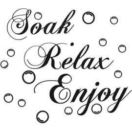 Soak Relax Enjoy Bathroom Wall Decals,Art Quote Stickers for Bathroom, Bedroom and Living Room,Inspirational Home Decor, Murals and Room Decor (17.7x11.4 Inch)