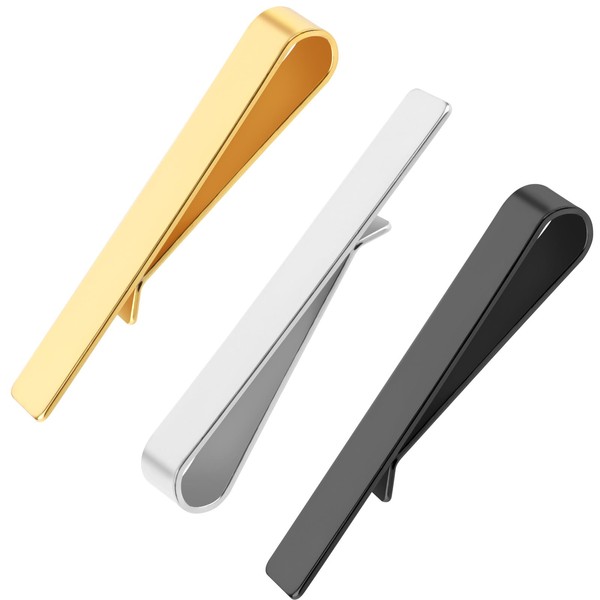 Set of 3 Tie Pins, Tie Clips for Men, Classic