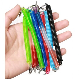Elastic Spring Coil Keychain Lanyard for Smartphone, Keys, and Camping Gear (Anti-Loss) Keychain Black SE00076 100ea
