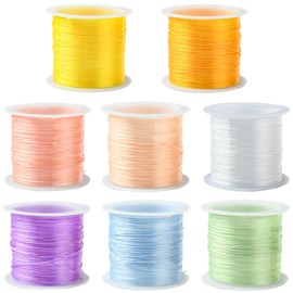 LiQunSweet 10.94 Yards 8 Rolls 8 Colors 0.6mm Elastic Crystal Stretchy Thread Jewelry Beading Cords String for DIY Jewelry Bracelet Necklace Making Crafts