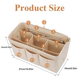 MOTRAIN Removable Makeup Handbag Insert/Storage Plugin,Inner Bag Of Bag Felt Cloth Cosmetic Bag,Felt Purse Organizer Insert for Handbag