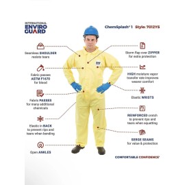 EnviroGuard ChemSplash® 7012YS-2XL Collared Chemical Coverall, Suit, Open Ankle