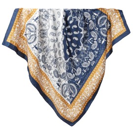 Wkjeneare Scarves, 1 piece, silk scarf for hair, square scarf, women's head hair bandanas, Navy D401 4