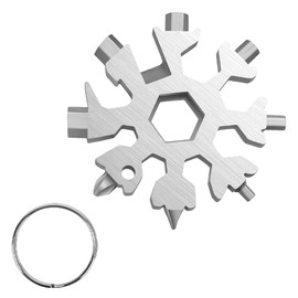 18-in-1 Snowflake Multi Wrench Tool, Keychain Multitool Pocket Tool is Easy to Carry for Outdoor Camping and Christmas Snowflake (Silver)