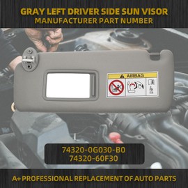 Dasbecan Gray Left Driver Side Sun Visor Compatible with 2010-2023 Lexus GX460 2009-2023 Toyota Land Cruiser Prado KDJ155 /KDJ150 Replace# 74320-0G030-B0