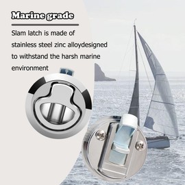 Boat Slam Latch 2" Lift Handle Deck Hatch Stainless Steel Zinc Alloy Flush Latches (White/Silver/Black),Boat Hardware,Fits door thicknesses rangingfr 0.078" to 0.787" (2mm to 20mm),Pack of 2 (Silvery)