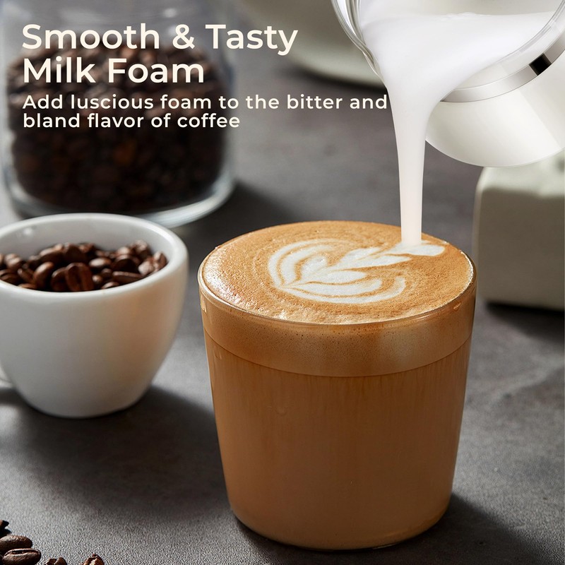 JXXM Electric Milk Frother, 6 in 1 Milk Steamer,17oz Automatic