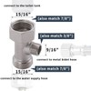 Bidet T Adapter, Brass 3 Way Tee Connector (7/8"x7/8"x3/8") with