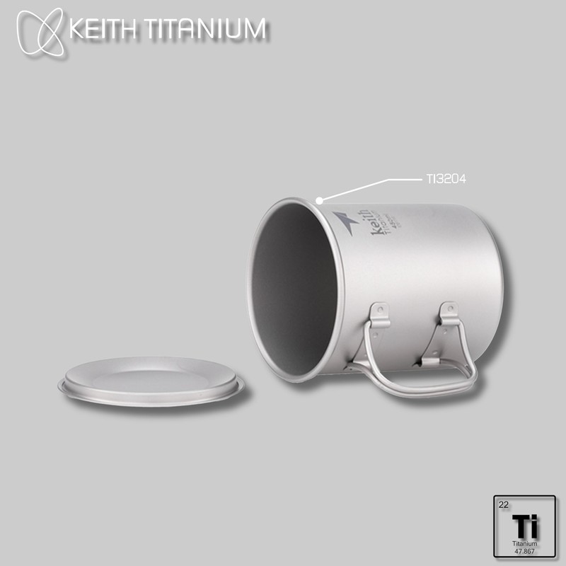 Keith titanium cup with pliable handle and lid Ti3204