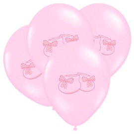 Baby Shower Balloons, Pastel Pink Bootie Design 6 Pack