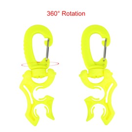 Diving Hose Clip 1 Twin BCD Low Pressure Hose Holder Bracket Support with Twist and Carabiner Hook Buckle, yellow