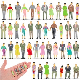 Kasyat 50 Mini People Figures 1:50 Mini Model Making Figures for Model Railways Painted People Figures Small People Made of Plastic Toy Sitting Standing People (Stylish Style, 50)