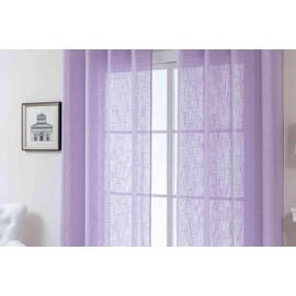 Seoul 2024110 Curtain Eyelets Coarse Fibre H x W 245 x 140 cm Lilac Eyelets Linen Look Structure Plain Semi-Transparent Opaque