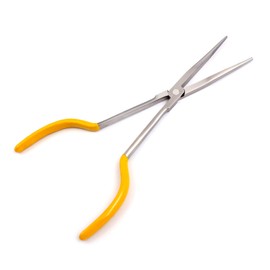 OdontoMed2011® 11-Inch Straight Jaw Extra Long Reach Chain Nose Pliers Yellow Grip Stainless Steel/Vinyl Grips