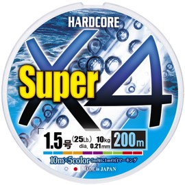 Duel H4308-5C Hardcore Super X4 PE Fishing Line, Fishing Gear, High Strength, High Sensitivity, No. 1.5, 218.7 yd (200 m), 5 Colors