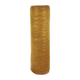ITIsparkle 10 Inch x 10Yds Deco Poly Mesh Ribbon - Gold with Gold Metallic Foil