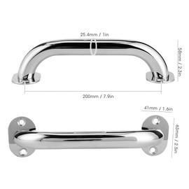 Boat Handrail 7.9inch, Heavy Duty Marine Grab Handle 316 Stainless Steel Marine Handrail Handle Boat Handrail Grip for Boat Hatch Yacht Bathroom (Silver)