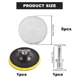 7-Piece Car Polishing Pads Kit - 4-Inch Wool Buffing Pads with Drill Adapter - Perfect for Car, Furniture, and Surface Polishing - Washable, Reusable, and Scratch-Free