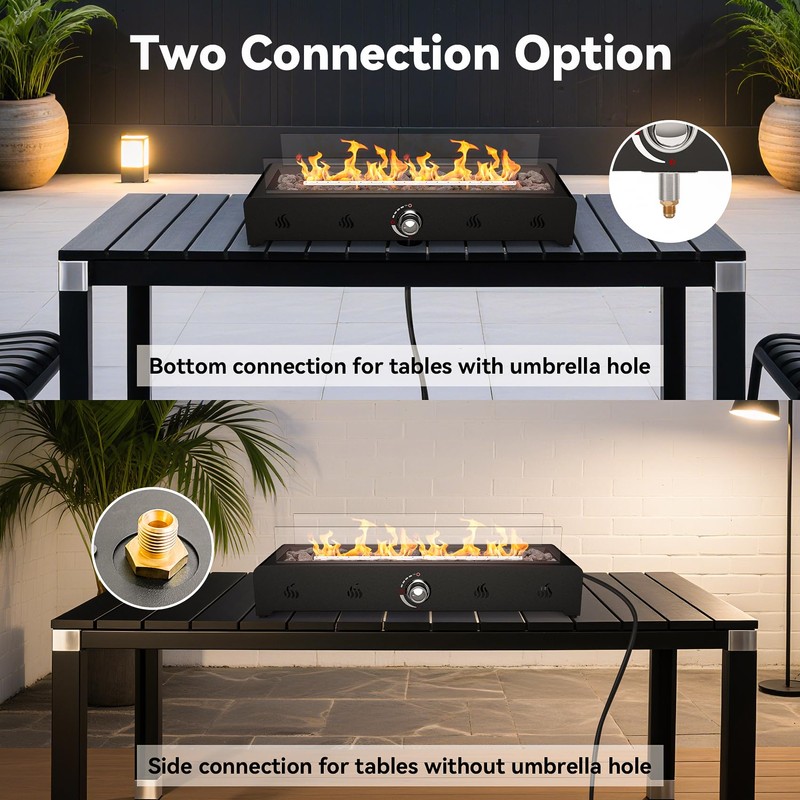 Onlyfire 28'' Tabletop Fire Pit, Outdoor Propane Gas Firepit Side-Mounted