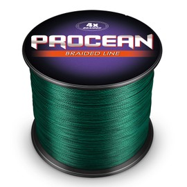 Procean 100% PE 4 & 8 Strands Braided Fishing Line, 6-300 LB Sensitive Braided Lines, Super Performance and Cost-Effective (Moss Green, 8LB(3.6Kg) 0.12mm-1093Yds)