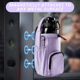 JACZZO Magnetic Gym Bag for Men and Women, Small Crossbody Gym Bag, Water Bottle with Phone Holder, Gym Gifts for Women (Purple)