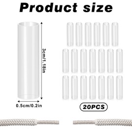 IISVCUNY 20pcs Aglets for Shoelaces Shoe Lace Ends Tips 0.2 Inch Repair Aglet Tips, Sneaker Shoe Lace Heat Shrink Tubing Aglets, Transparent Rope Head Sealing for Shoelaces Clothing