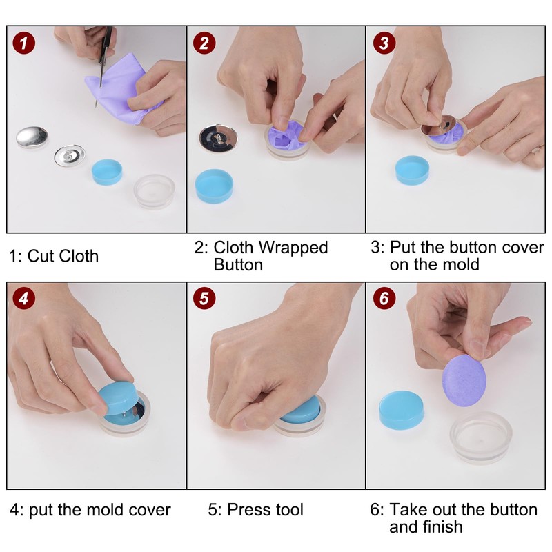 HARFINGTON 40 Sets Self Cover Button Kit 28mm Aluminum Button