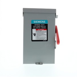 SIEMENS 2P 30A 240V General Duty Safety Switch Indoor, Fusible, ANSI 61 Grey - GF221NA