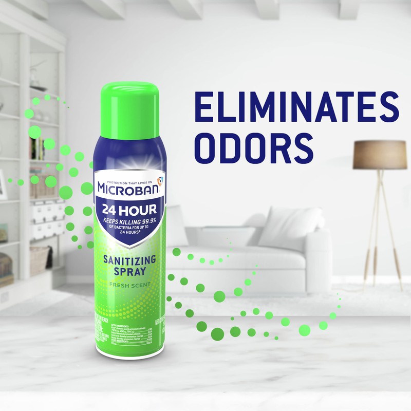 MICROBAN Disinfectant Spray, 24 Hour Sanitizing and Antibacterial Spray, Sanitizing