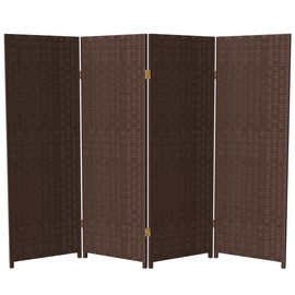 4 ft. Short Woven Fiber Folding Screen - Dark Mocha - 4 Panel