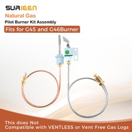 SURIEEN Natural Gas Pilot Burner Assembly, Replacement for Real Fyre PT-1 Pilot G45 and G46 Burner, PAC-2NAT, Hargrove Gas Logs NG Pilot RSTPB-18, White Rogers, Majestic, Majco Indoor Fireplace