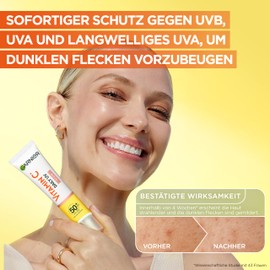 Garnier Vitamin C Daily Sun Fluid, SPF 50+, Protects and Corrects Sun Damage, Balances Skin Tone, for Face & Neck, Vegan, For All Skin Types, Daily UV Glow, 40 ml