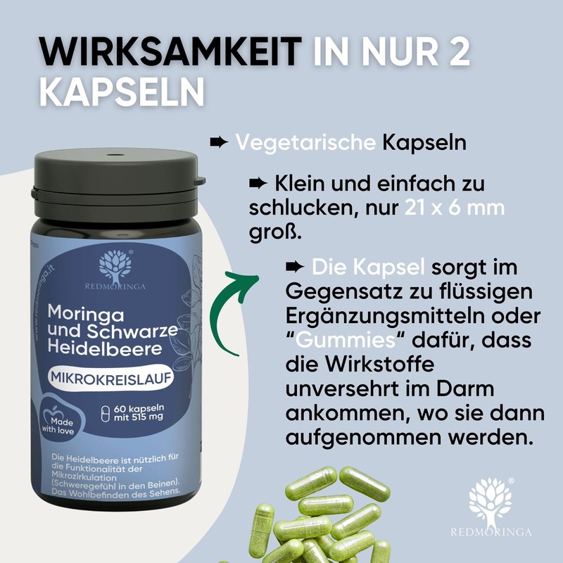 Blueberry Extract & Moringa Capsules for Leg Circulation - High