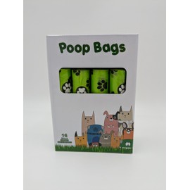 Eco-Friendly Dog Poop Bags – Leak-Proof, Durable, Quick-Breakdown Design, 240 Bags with Dispenser Paw Print Poop Bags, Set of 16 Rolls with Dispenser, Green