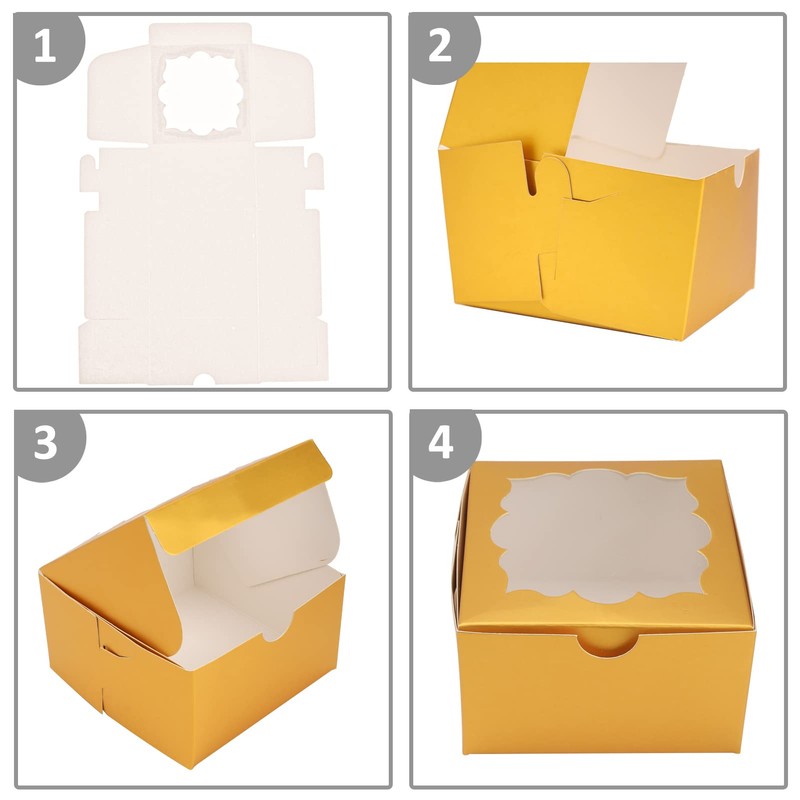NPLUX 50pcs Cookie Boxes with Window Bakery Boxes Small Treat