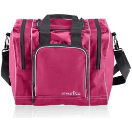 Athletico Bowling Bag for Single Ball - Single Ball Tote Bag With Padded Ball Holder - Fits a Single Pair of Bowling Shoes Up to Mens Size 14 (Pink)