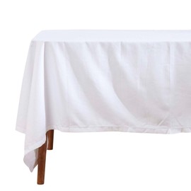 HOMESCAPES White Cotton Tablecloth 4 Seater Square 137 x 137 cm (54 x 54 Inches) Washable Hand Woven 100% Plain Cotton with Decorative Ladder Stitch Edge