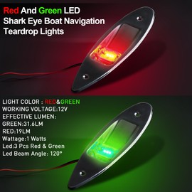 Lumanious Boat Navigation Lights, 12V Stainless Steel Marine Navigation Lights, Waterproof Red & Green LED Marine Boat Yacht Sailing Signal Warning Light