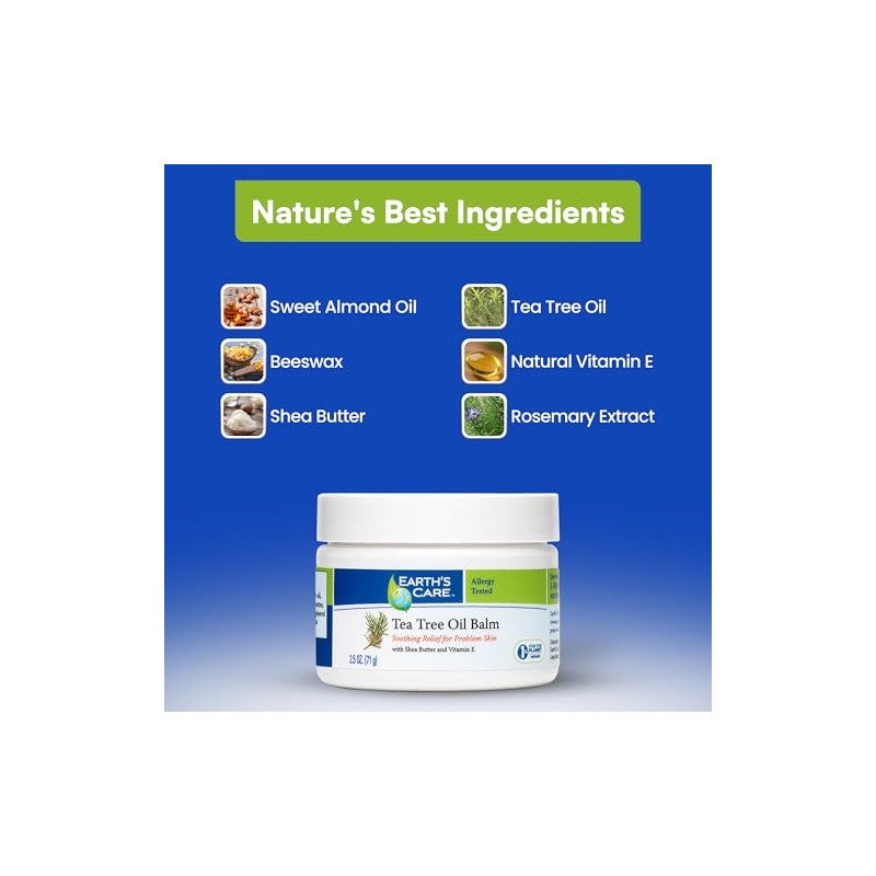Tea Tree Oil Balm 100% Natural, 2.5 OZ by Earth's
