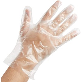 DV 100 Pack Disposable Gloves, Clear Polythene, Latex and Powder Free, Cleaning and Food Preparation Gloves for Kitchen, Ideal as Catering, DIY and Hair Dye Gloves