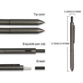 smttw 4-in-1 Multicolour Pen-Multi Color Pen in One-Mechanical Pens- Metal Cased Multifunction Pen - Black Ball Pen, Blue Ball Pen, Red Ball Pen and 0.7mm Mechanical Pencil (Grey) Cool Pen Gift