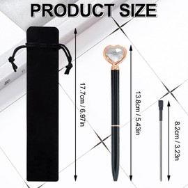 Chostky 14 x Crystal Diamond Pens, Retractable Metal Rhinestone Pen, Bling Ballpoint Pen with 14 Pieces Black Ink Refills and 14 Pieces Drawstring Pen Bags for School Supplies